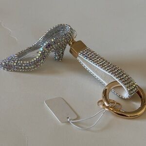 Crystal High Heel Keychain Wristlet - White